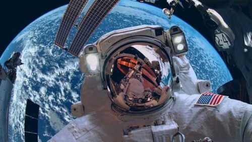 Astronaut space selfie. Randall apollo acting voice over music singing